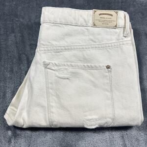 MNG Jeans Womens 8 Off White Angie Boyfriend Denim Distressed Pants